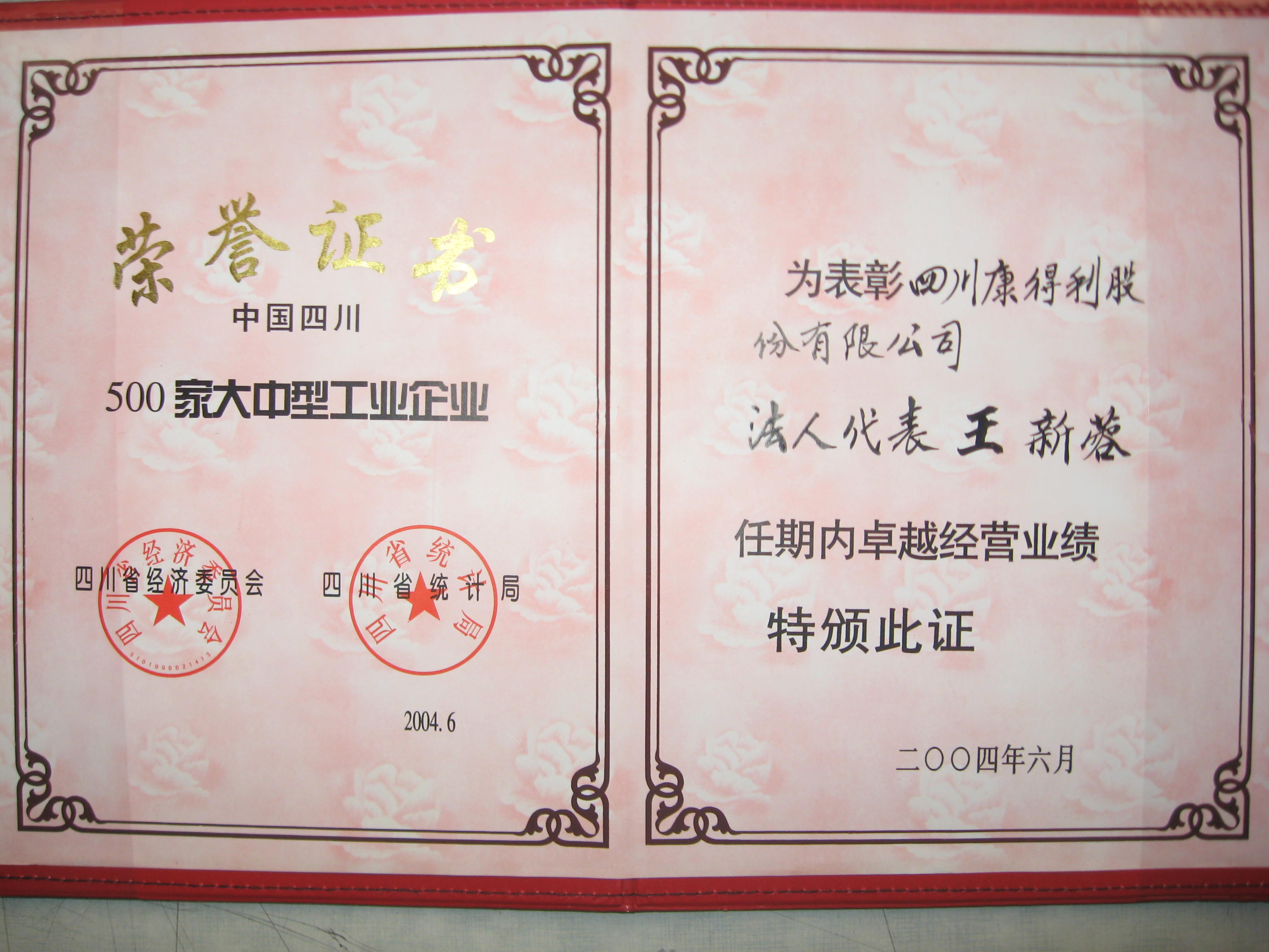 2004董事長(zhǎng)卓越經(jīng)營(yíng)業(yè)績(jī)